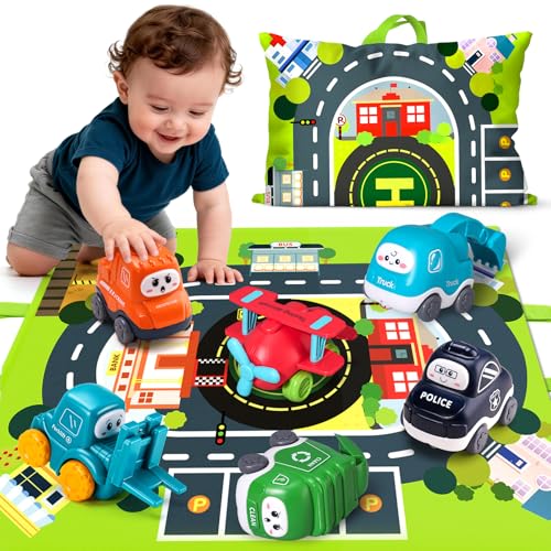 Big Cartoon Truck Car Toys for 1 Year Old Boy with Playmat/Storage Bag|Baby and Toddler Toys 12-18 Months & Age 1-2|1st Birthday for Baby Toys 1 Year Old