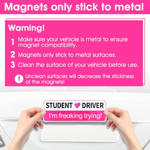 Image of JIEYAO 2Pcs Student Driver Magnet for Car, Removable Novice Driver Safety Attention Sign, I'm Freaking Trying! Magnetic Car Sticker Reflection Magnetic Bumper Stickers for New Student Learner Driver