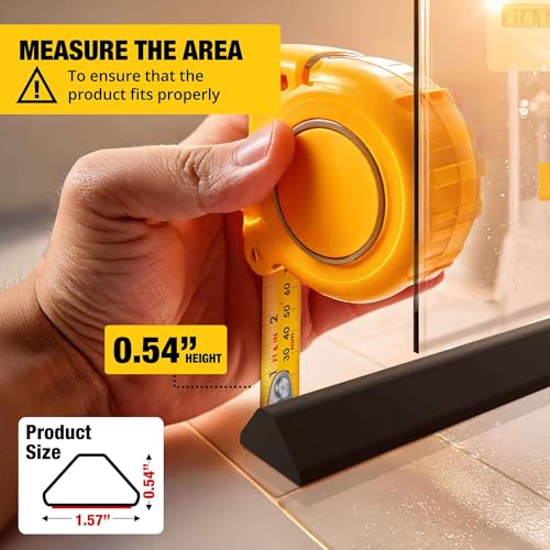 Image of Shower Threshold Water Dam Barrier 100 inch - Black Collapsible Shower Water Blocker - Guard for Walk in Shower - Water Guard Stopper for Floor - Shower Door Water Blocker - Triangular - By Hippo Dam