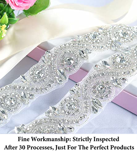 Wedding Belt Rhinestone Applique Crystal Rhinestone Trim 1 Yard Wedding Dress Belt Girls Beaded Sash Belt Silver #TOP4