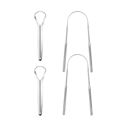 Raspador de lengua de metal, 4 piezas, raspadores de lengua, artículos de cuidado de la boca, productos de viaje, higiene de adultos, limpiador de