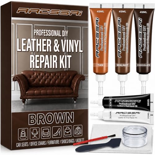 ARCSSAI ARCSSAL Brown Leather Repair Kit for Furniture, Leather Couch Repair Kit for Sofa, Jacket...