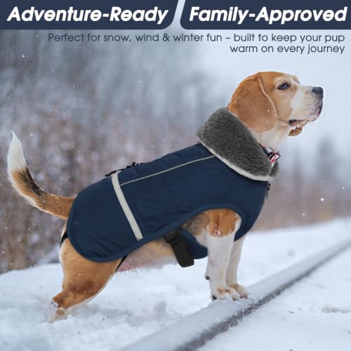 Image of QBLEEV Warm Dog Coat, Reflective Dog Jacket, Waterproof Dogs Winter Coat