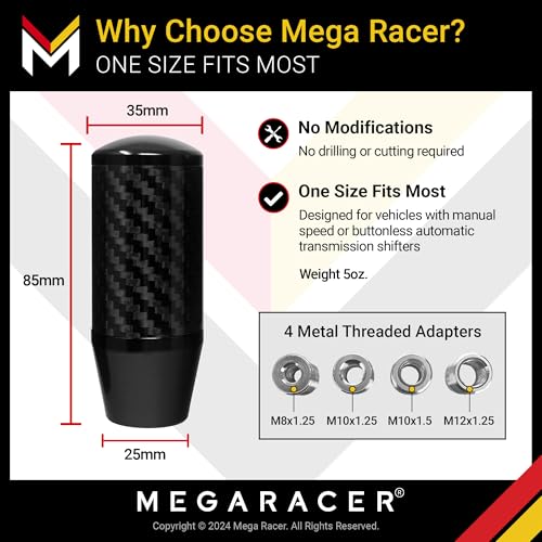 Mega Racer MR-MT-NCB Black Carbon Fiber Shift Knob thumb #2