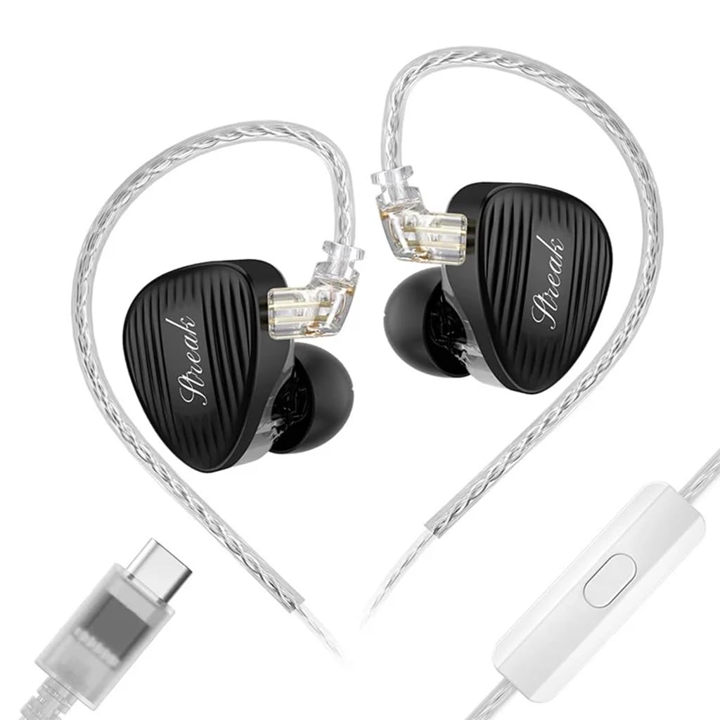 Concept Kart GK Streak Hybrid in-Ear Monitor Wired IEM with Mic, KUN Dynamic Driver + Micro-Planar Tweeter, High-Resolution Audio, Silver-Plated Cable, Type-C Termination Plug (Black)-image-5
