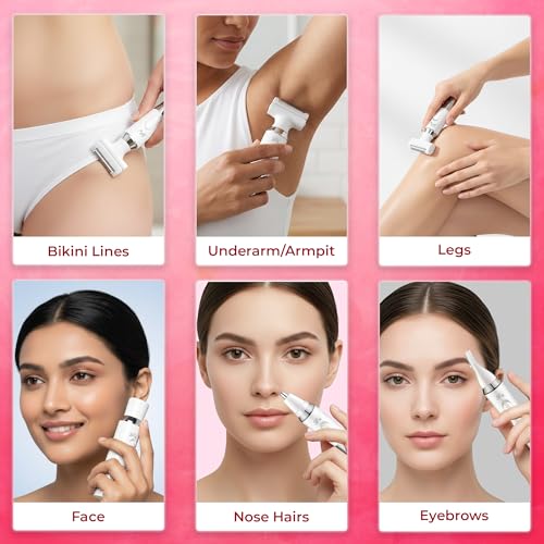 Image of 4-in-1 Trimmer for Woman | Facial Hair Removal Machine | LED Display & Free Carry Bag | Bikini Trimmer for Woman | 90 mins runtime | C type charging | Portable, quick, gentle & painless