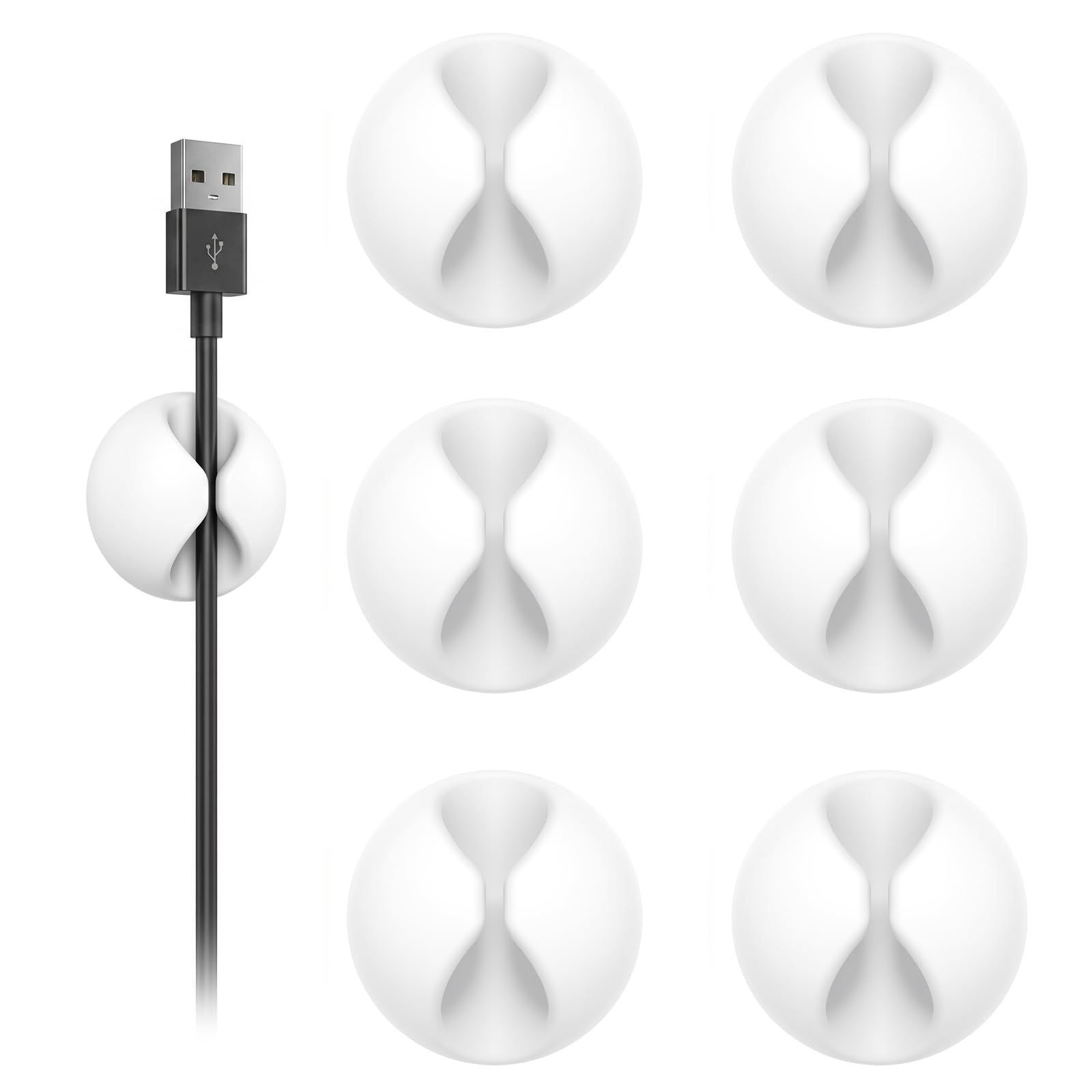 Photo 1 of ****MISSING 3 *** Shintop Cable Clips, 6 Pack White Cord Holder Cable Management Wire Organizer for Organizing Desk Nightstand Car Phone Charger