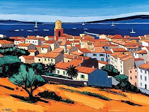 Rahmen-Kunst Toile sur Cadre  Jean-Claude Quilici: St.Tropez Toile Provence Cote D'Azur Mer Côte - 35x45