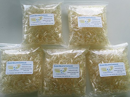 PurecapsUSA - Empty Gelatin Capsules - Size 1 (5,000 Capsules)