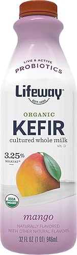 Lifeway - Kéfir de leche entera orgánica 039oz de proteína 12 cultivos probióticos activos vivos 99 libre de lactosa sin gluten mango 32 oz