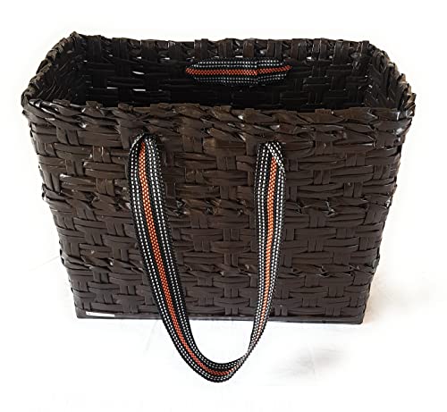 Image of Paperus, Large Lunch Bag, Picnic Basket, Carry Bag, Handbag, Tiffin Basket for Office, Rectangular, Eco-Friendly, Handmade, of Paper Ropes, in Inch 11 H, 14 L, 7 Wide Base Brown