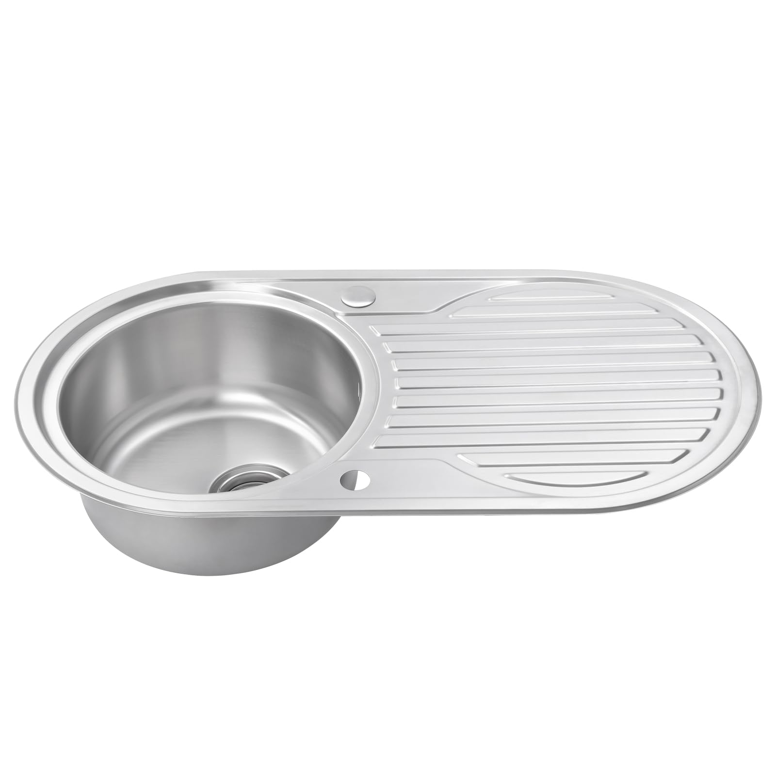 JASSFERRY Fregadero de cocina un seno, de Acero Inoxidable, escurridor reversible, con colador de residuos