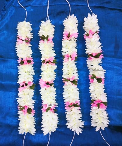 Image of Gajra For Hair Accessories Artificial Mogra Jasmine Juda Bun Scrunchies For Women Girls Pack 4 pieces (babypink multi)