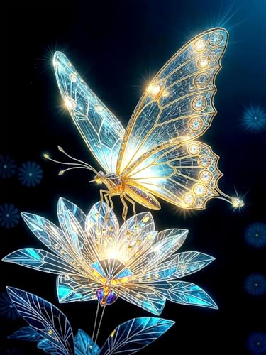 Image of Butterfly Flower Stamped Cross Stitch Kits Flower Cross Stitch Patterns,Dimensions Cross Stitch Kits Embroidery Kit Arts and Crafts for Beginners 15.7x11.8 inch