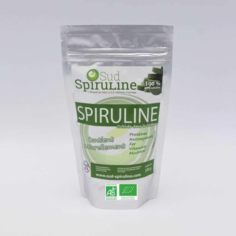 Spiruline Bio en Comprimés - Production Française - Sachet Refermable (200g)