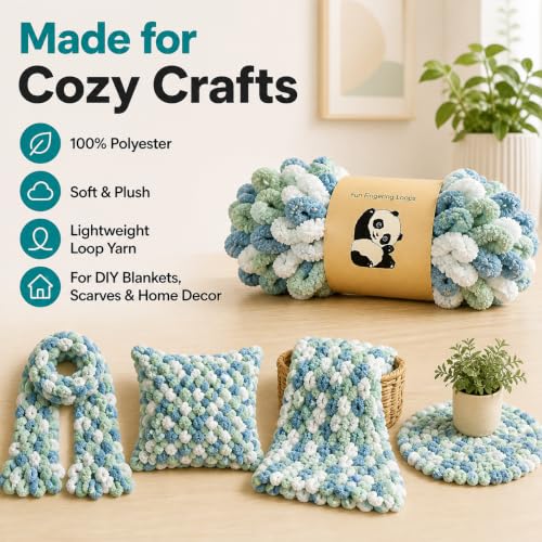 Image of Loop Yarn 5Packs,Shenlin Chunky Chenille Yarn for Hand Knitting Baby Blanket,Machine Washable Polyester Fluffy Thick Bulky Yarn for Scarfs,Craft Projects