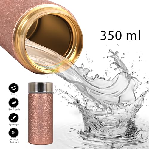 Image of Titanium Water Cup with Lid, Leakproof & Lightweight Portable Bottle, Durable Metal Drink Container for Office Travel Home, Reusable Teacup for Daily Use (Titanium Golden, 350 ML)