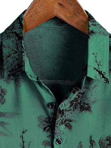 Image of NoseQueen Floral Print Cotton Multi-Colored Short Sleeve Button Down Beach Outfits for Men Shirt