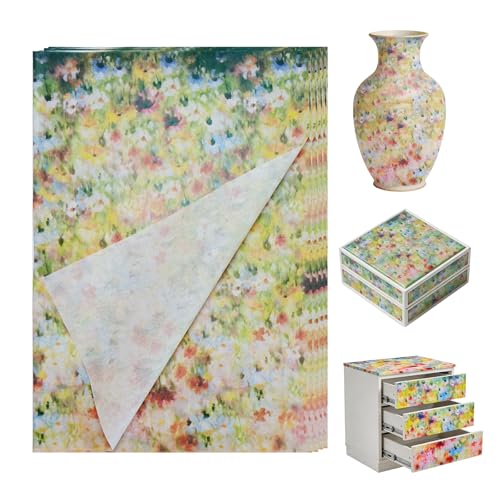 10 Pcs Rice Paper for Decoupage Large Vintage Floral Decoupage Paper for Furniture Tissue for Decoupage DIY Crafts Oil Painting Garden Design (A(10Pcs))