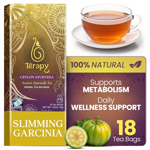 Trapy Ceylon All Day Slimming Tea Organic Garcinia Cambogia Herbal Tea with Mint Flavor for Natural Weight Management Supports Healthy Digestion and Daily Wellness Gluten-Free 18 Tea Bags