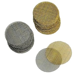 100 Pipe Screens, 3/4 inch | 50 Premium Stainless Steel Pipe Screens and 50 Premium Brass Pipe Screens | Hookah Smoke Filters | Mesh Screens | Spoon Pipes