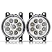 Qiilu Fendinebbia LED H11, 12V 5 W 9 LEDs Proiettore Fendinebbia IP67 impermeabile fendinebbia Faretto Fendinebbia Rotondi DRL Luce di marcia diurna ABS vetro bianco giallo