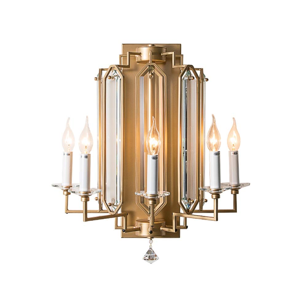HPTHLY Wall Mounted Light Bathroom Wall Light Kitchen Wall Lamp Aisle Wall Sconce Living Room Wall Lantern Bedside Bedroom Bar Cafe Indoor Decoration Brass (5Lights)