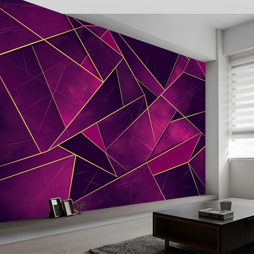 Papier peint panoramique 3D violet marbre 400x280 grand format pour salon et chambre