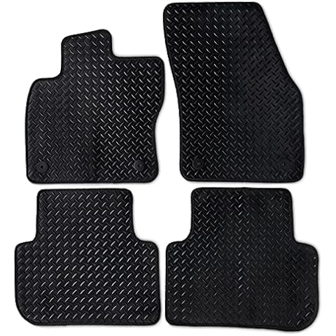 Safe Travel Heavy Duty Rubber Car Mats with Clips 3mm Thick Black with Black Trim for VW Tiguan (04/2016 Onwards) 4 Piece Set Cover
