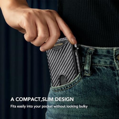 Slim Wallet For Men Pop Up Card Wallet Minimalist RFID Blocking Credit Card Holder with ID Window,Bifold Carbon Fiber Front Pocket Wallet2