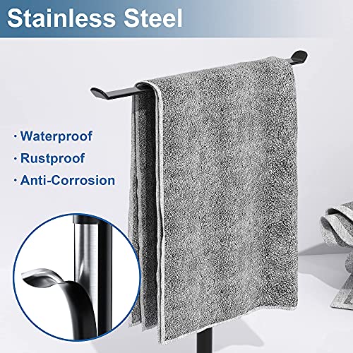Towel Rack T-Shape Hand Holder for Bathroom,Headband and Lightweight Bathroom Racks,Kitchen Black Holder,Stainless Steel Waterproof Counter Organizer - Image 2