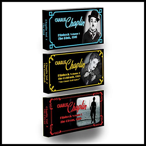 Image of Fliptomania Charlie Chaplin Flipbook 3-Pack: The Circus, The Gold Rush, The Rink | The Rink, The Gold Rush & The Circus on Flip Book Paper, Educational Film History Flipbook Set, Animated Silent Cinema