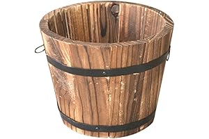 DOITOOL Rustic Wooden Bucket: Charming Brown Accent for Your Garden