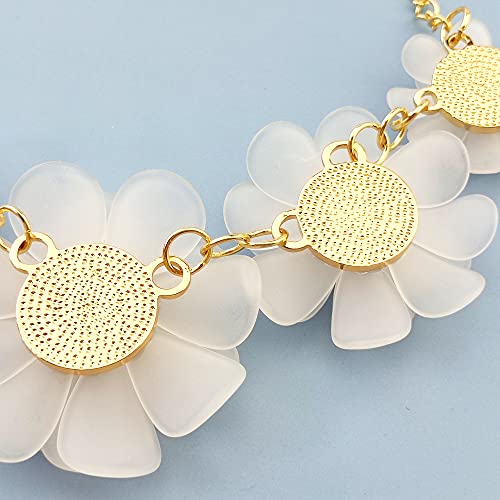 Bocar Flower Collar Necklace, Floral Flower Summer Beach Statement Choker Necklace and Earrings Set for Women, Handmade Women Jewelry Gift4