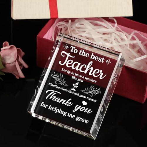 Image of Gifzy Teacher Appreciation Gifts, Appreciation Gift for Teachers, Engraved Crystal Plaque Thank You Gifts for Teacher, Thank You Teacher Gift for Women /Men Crystal Appreciation Plaque