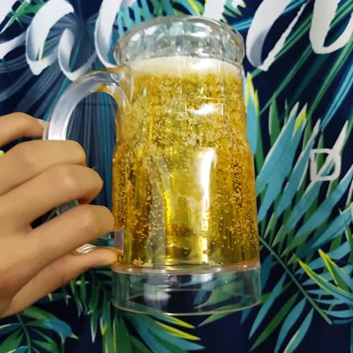 2Pcs Fake Beer Glasses, 450ml Double Layer Funny Beer Stein PS Plastic Fake Double Fake Beer Mug with Handles Mezzanine Model Beer Stein for Bar Beverages, Prank - Image 3