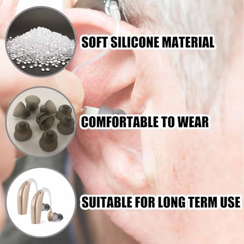 Image of 6PCS Universal Hearing Aid Accessories, Silicone Ear Tips & Domes, Soft and Durable Replacement Set for Hearing Aids & Accessories Maintenance