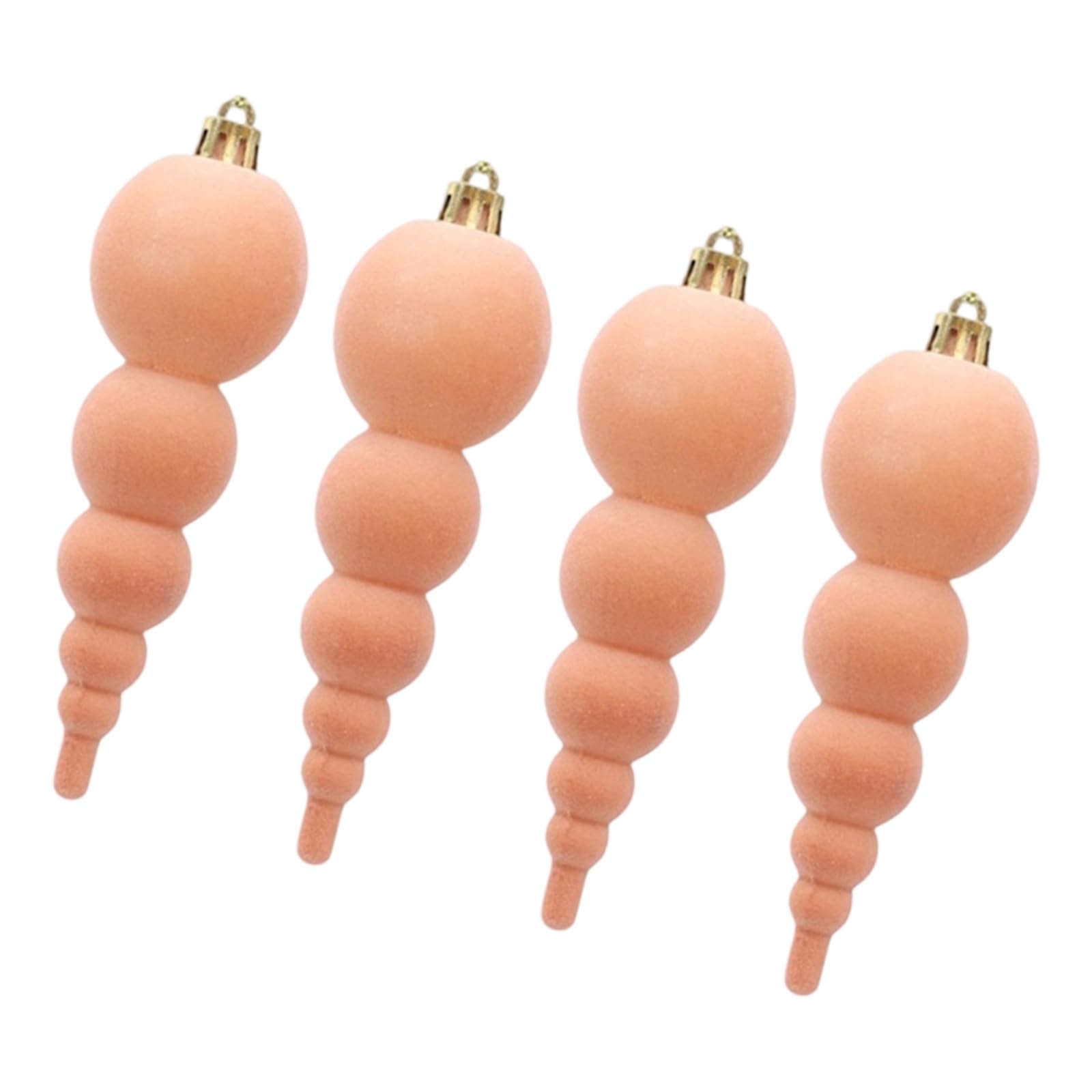 4PCS Flocking Velvety Christmas Gourd Ornaments Festive Hanging Tree Decorations for Holiday Home Flocking Calabash Christmas Ornaments