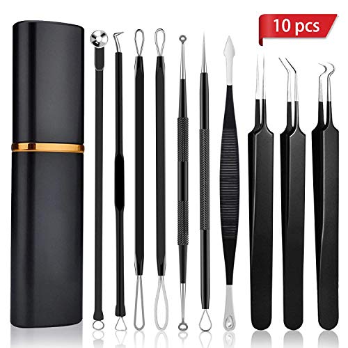 [Upgrade]Blackhead Remover Pimple, Boxoyx 10 Pcs Professional Pimple Comedone Extractor Popper Tool Acne
