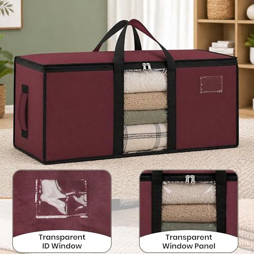 Image of Storite Jumbo Super-Size 78L Canvas Moisture Proof MultiPurpose Heavy Duty Storage Bag for Toys /Stationery /Blankets /Clothes /Moving Bag With Strong Reinforced Handles Rectangular Maroon(84x26x36cm)