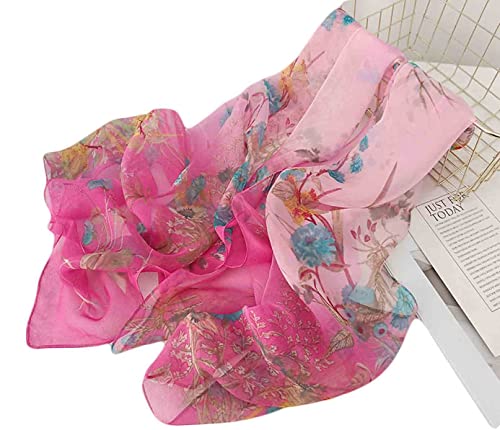 Image of Pokeedioty Scarfs for Women Lightweight Scarves Elegant Floral Pattern Sheer Scarfs Shawls Wraps