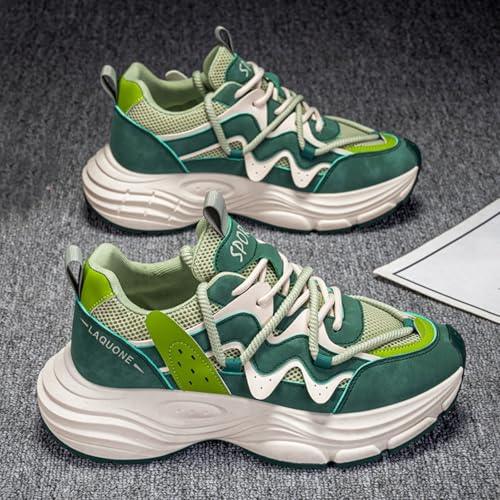 Men's Fashion Lace-Up Chunky Sneakers Lightweight Non Slip Platform Walking Running Driving Casual Sport Shoes2