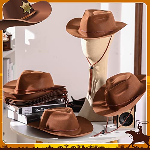 Image of Mepase Cowboy Hats Bulk Felt Western Party Wide Brimmed Cowgirl Hats Set for Adults Men Women Costume Party