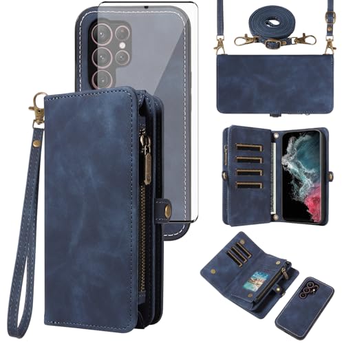 Coque Samsung S22 Ultra 5G Asuwish avec portefeuille amovible et protection écran