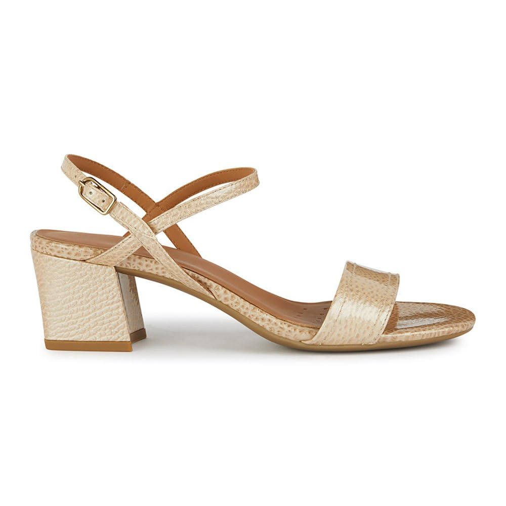 Geox Women's D New ERAKLIA 50 Heeled Sandal, DK Skin, 39 EU, Dk Skin, 6 UK