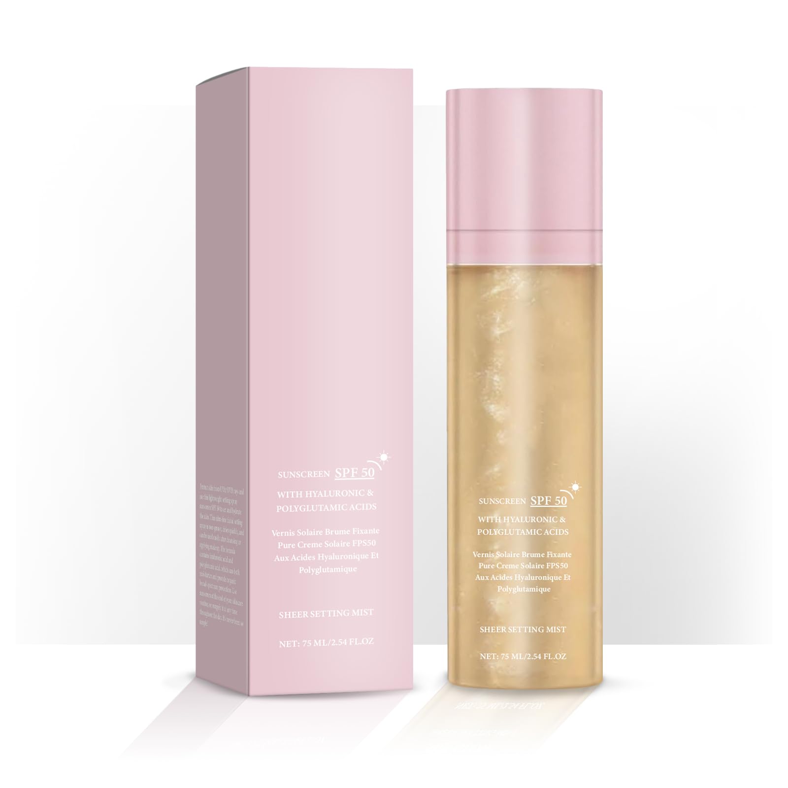 Sheer Setting Mist Sunscreen SPF 50 - Hydrating Shimmering Glow Oil Mist Broad Spectrum Water-Resistant Body Face Spray