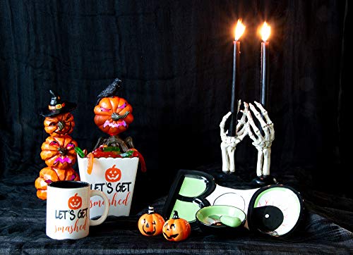 Image of Boston International Halloween Taper Candle Holders, Set of 2, 3 x 8-Inches, Skeleton Hands