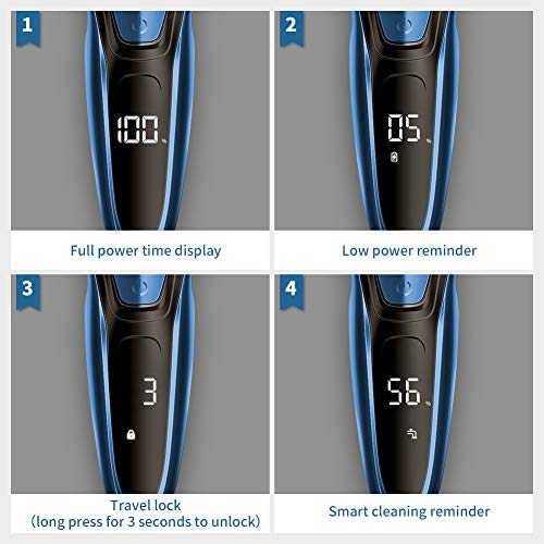 ELEHOT Electric Razor for Men, Rotary Electric Shaver with Pop-up Beard Trimmer, Digital Display, Rechargeable Cordless (Blue) - Thumbnail 3