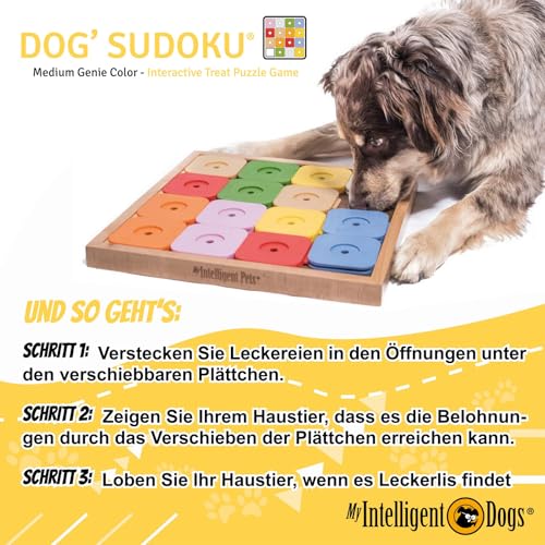 My Intelligent Dogs Interaktives Hundespielzeug Intelligenz, Hundepuzzle - Intelligenzspielzeug für Hunde Mentalen Auslastung - Interaktives Spielzeug Hund, Denkspiele für Hunde Sudoku Genie Color