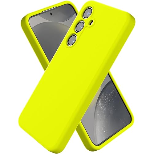 for Samsung Galaxy S24 Plus Silicone Case, Slim Fit Premium Liquid Silicone Shockproof Phone Cover, Upgraded Camera Protection and Microfiber Lining 6.7inch, Neon Yellow